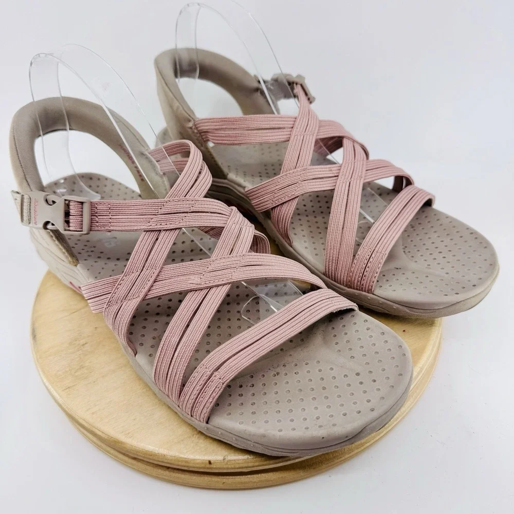 Skechers Reggae Slim Stretch Sandals Womens 11 Pink Taupe Comfort Sport slip in - Picture 1 of 7